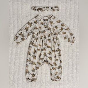 Jessica Simpson Floral Baby Romper with Headband